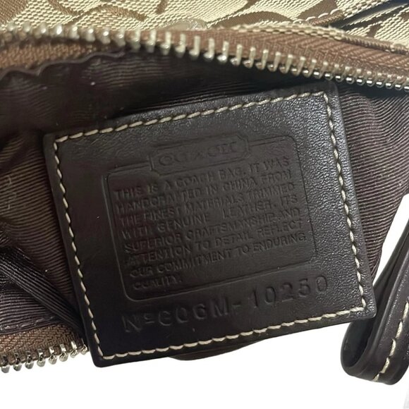 COACH Hamptons Signature Swing Pack 10250 Khaki Dark Brown Jacquard Leather - Picture 9 of 9